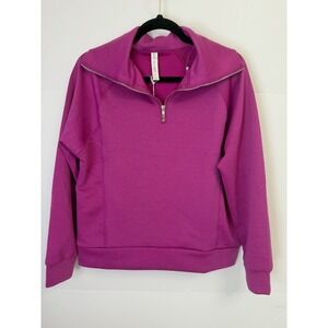 Dear Scarlett Womens Magenta Quarter Zip Pullover Sweatshirt TRV-HAMPTONS Small
